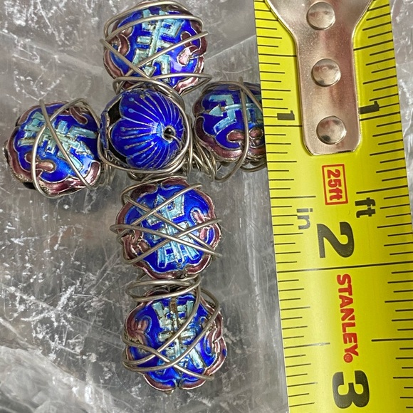 Vintage bead cross pendant - Picture 2 of 3